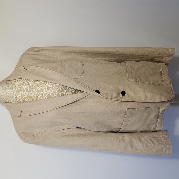 Goodfellow & Co Men's Taupe Patch Pocket Button Front Linen Blend Blazer Size M - Picture 2 of 16